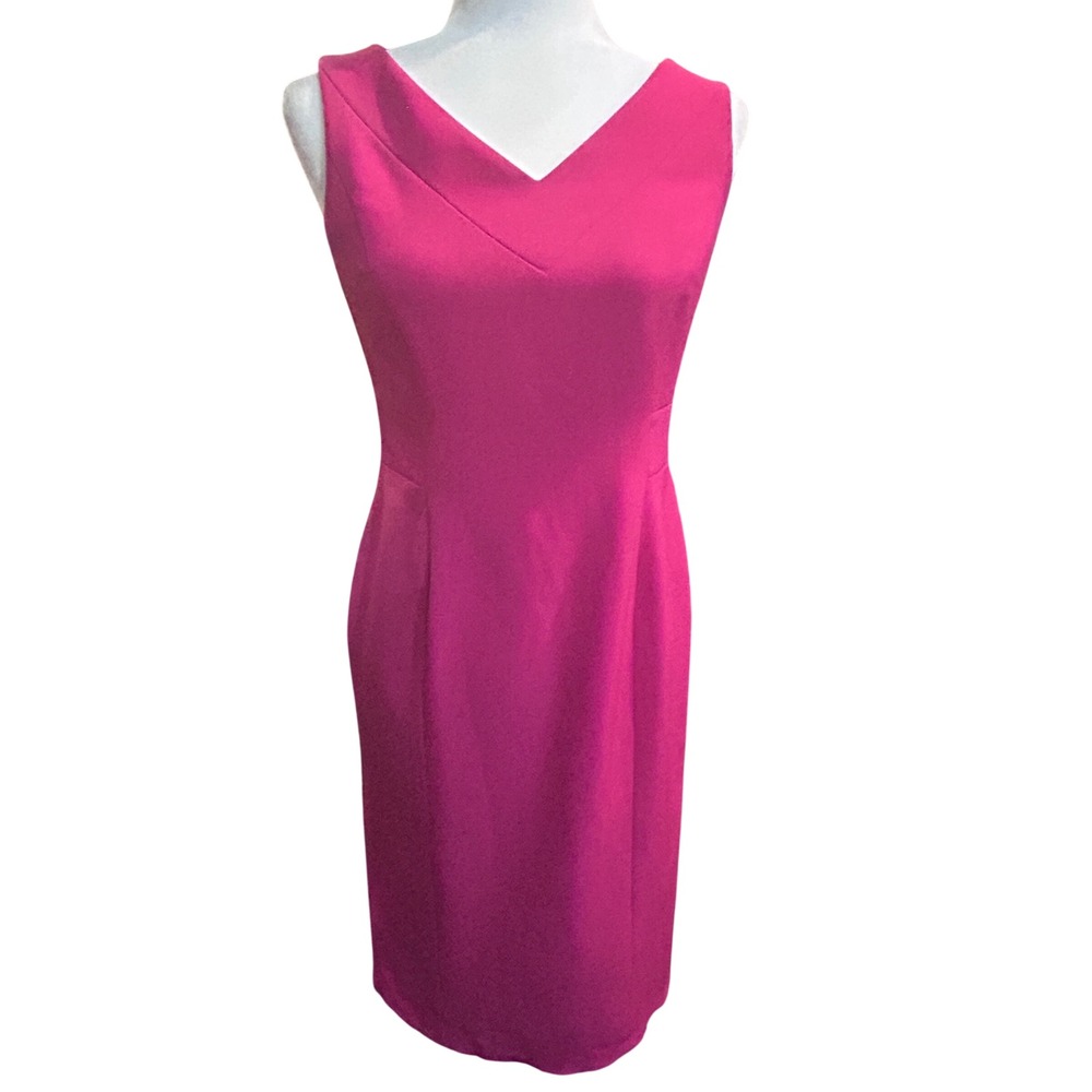 Anne Klein Sheath Dress Womens 2 Pink Excellent Condition Sleeveless V-Neck